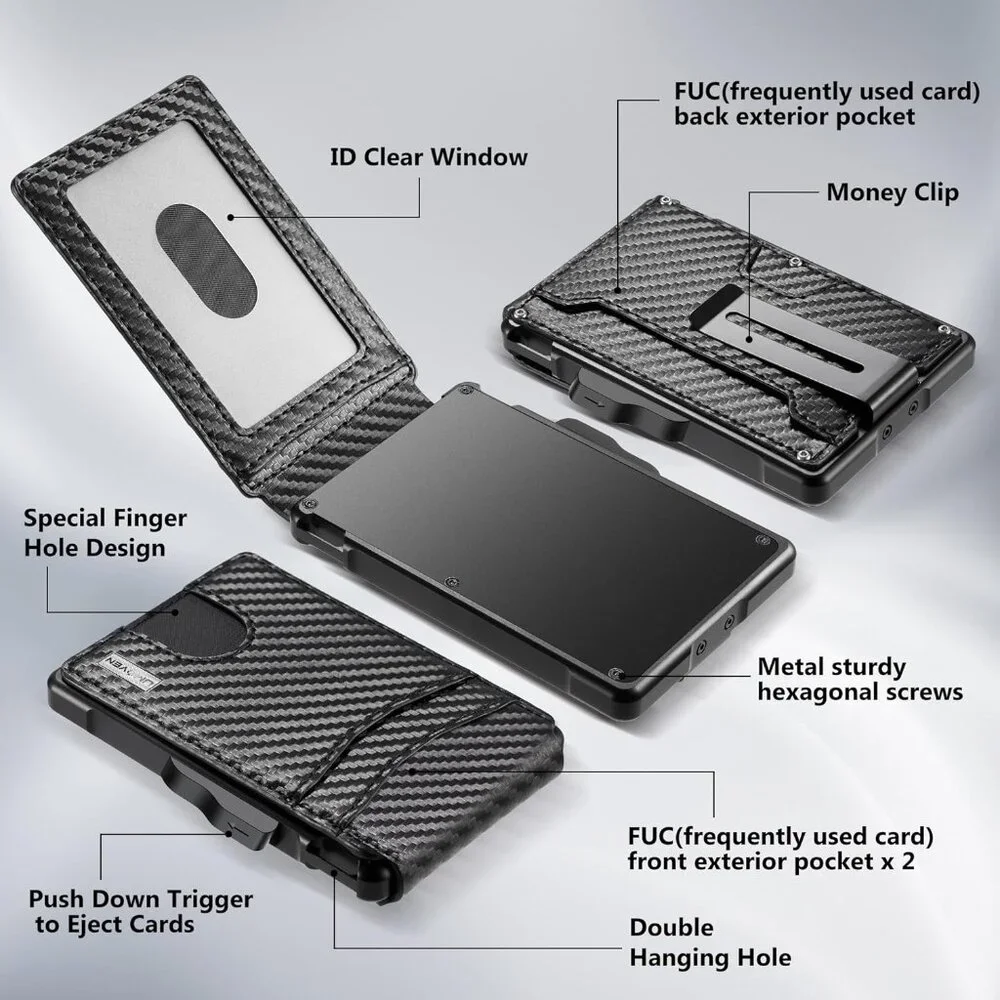 Wallet for Men - with Money Clip Slim Leather Slots Credit Card Holder RFID